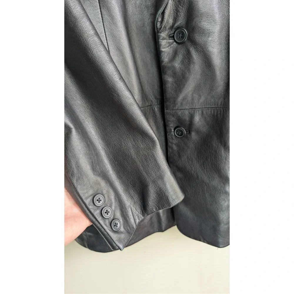 MILEPOST FOUR Mens Vintage Black 100% Leather Blazer Sport Coat‎ Jacket Size 40R
